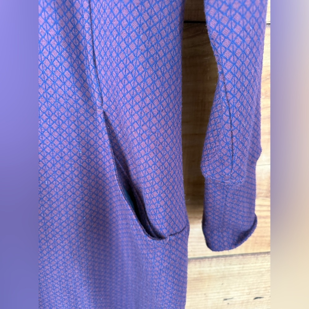 Merrell Geometric Cowl Neck Ponte Knit Long Sleeve Pocket Dress - Size Small - Picture 4 of 8